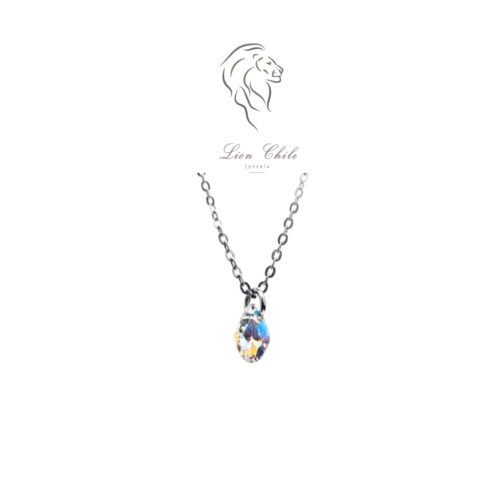 Collar Punto de Luz Gota  Cristal Aurora Boreal