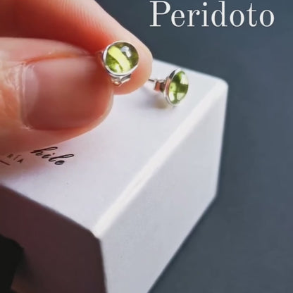 Aros Oliva, aros de plata 925 con Peridoto natural