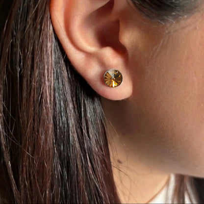 Aros de plata 925 Essential Cristal "Golden"